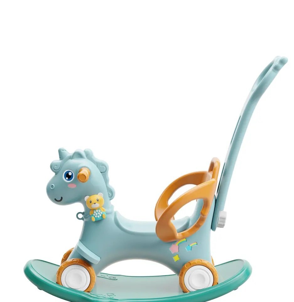 Nichiduta Balansoar 3 in 1 cu maner parental Unicorn Blue