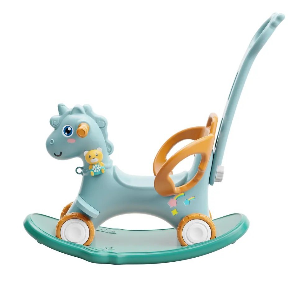 Nichiduta Balansoar 3 in 1 cu maner parental Unicorn Blue