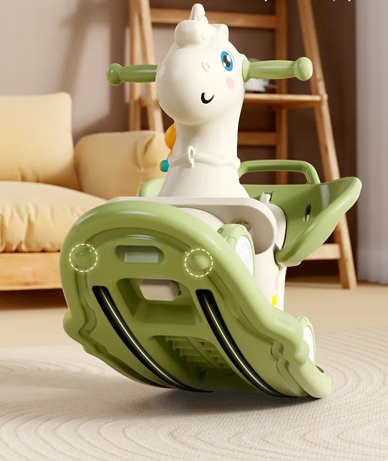 Nichiduta Balansoar 3 in 1 cu maner parental Unicorn Green