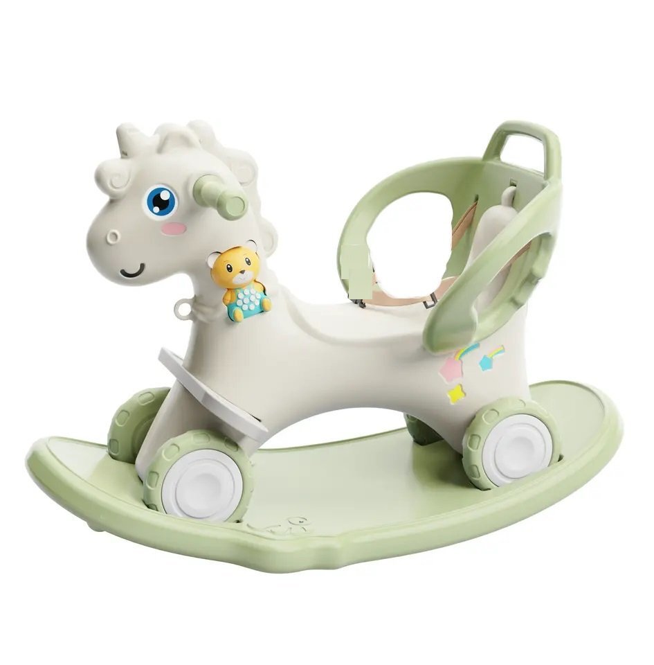 Nichiduta Balansoar 3 in 1 cu maner parental Unicorn Green