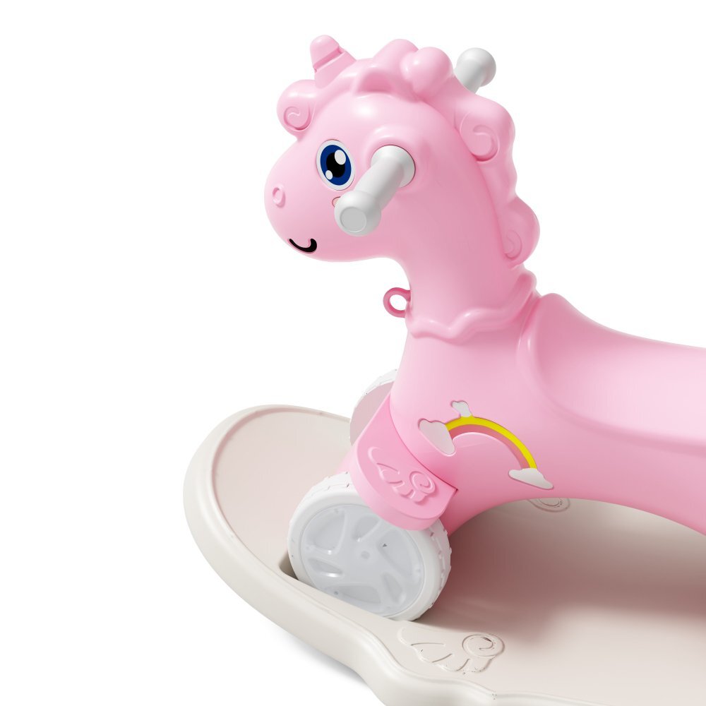 Nichiduta Balansoar 3 in 1 cu maner parental Unicorn Pink