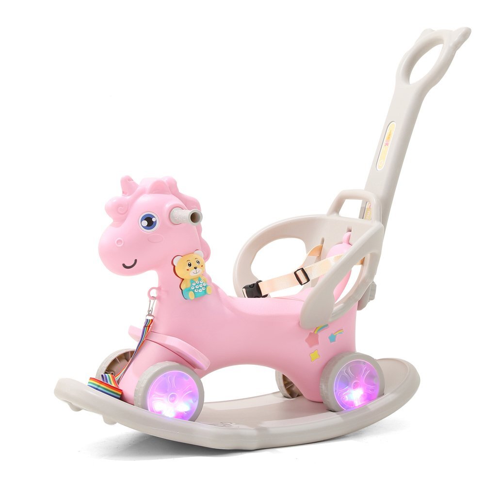 Nichiduta Balansoar 3 in 1 cu maner parental Unicorn Pink