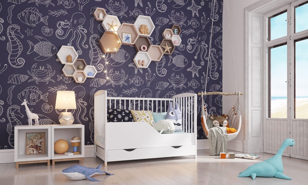 Nichiduta Bariera de protectie pentru patut din lemn 120x60 cm Alb