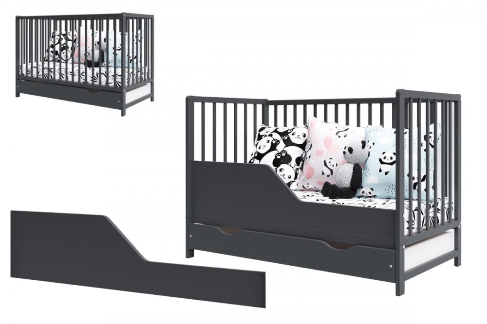 Nichiduta Bariera de protectie pentru patut din lemn 120x60 cm Antracyt
