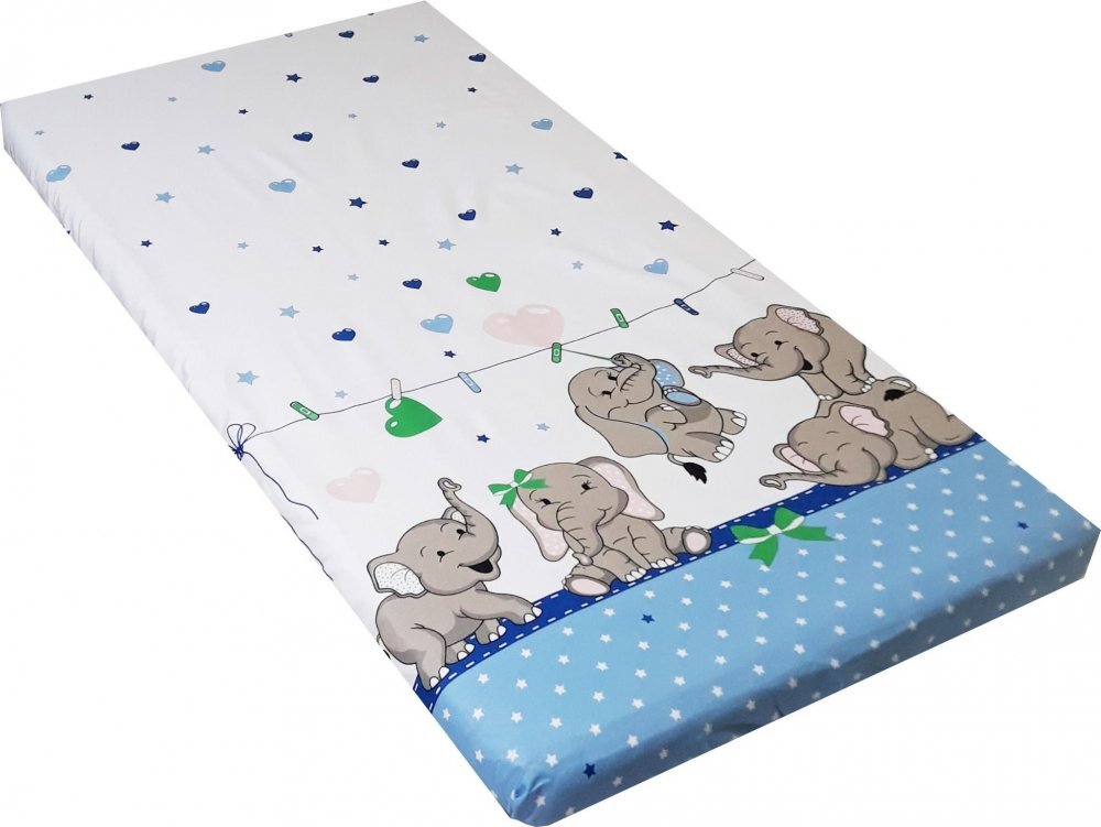 Nichiduta Cearceaf din bumbac cu elastic 120x60 cm Funny Elephants Blue