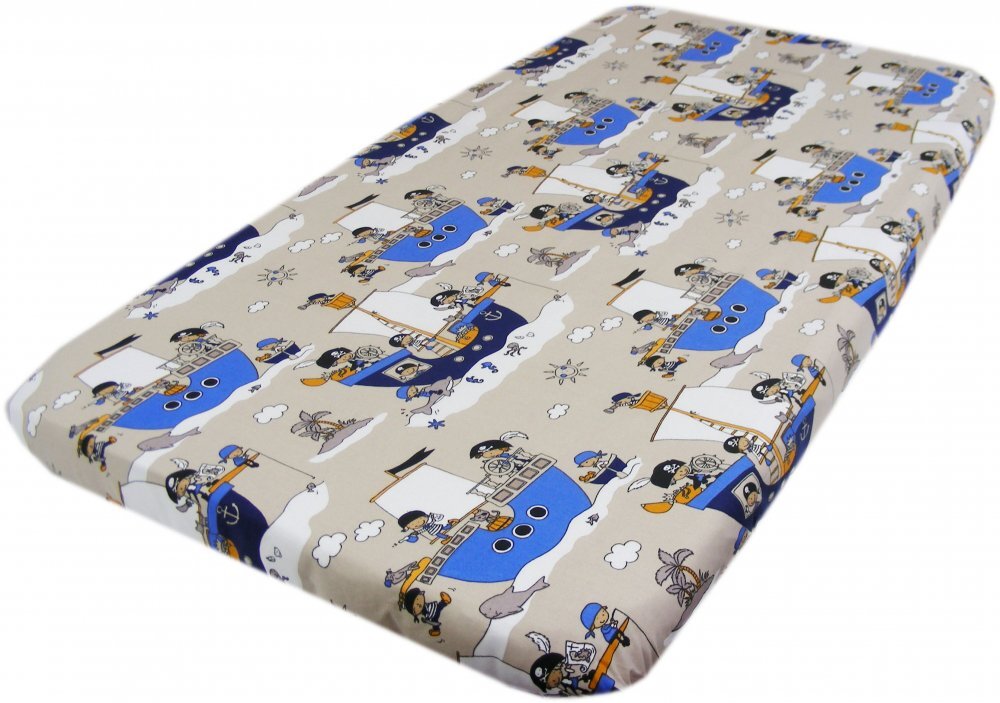 Nichiduta Cearceaf din bumbac cu elastic 120x60 cm Pirati