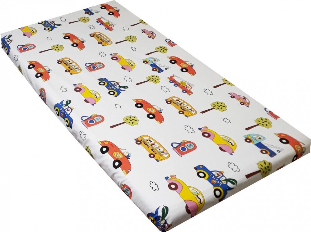 Nichiduta Cearceaf din bumbac cu elastic 120x60 cm School Bus