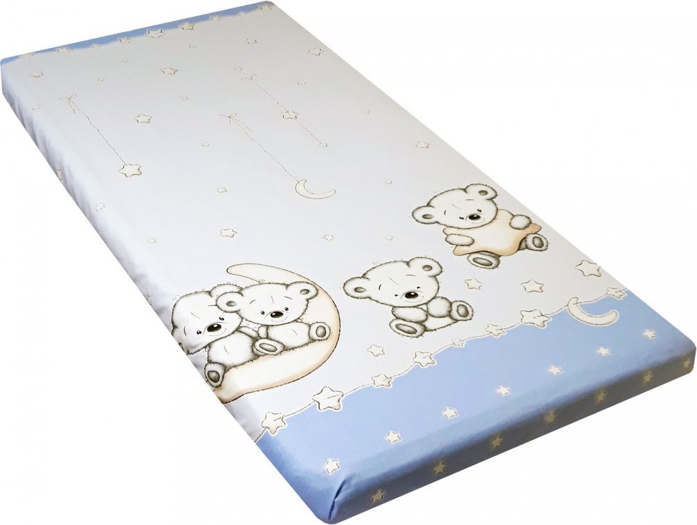 Nichiduta Cearceaf din bumbac cu elastic 120x60 cm Teddy on the Moon Blue