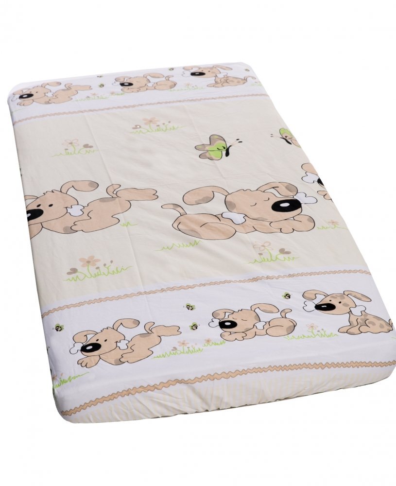 Nichiduta Cearceaf din bumbac cu elastic Puppy Beige 120x60 cm
