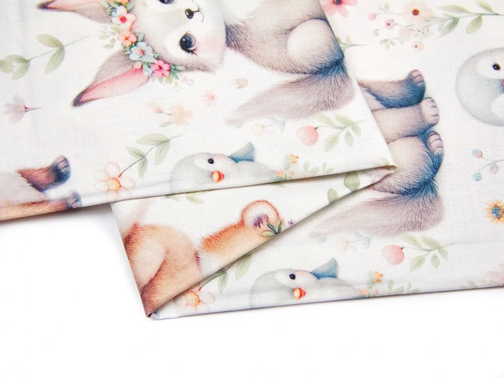 Nichiduta Cearsaf pentru pat copii Bunnies 120x60 cm din bumbac cu banda elastica roata
