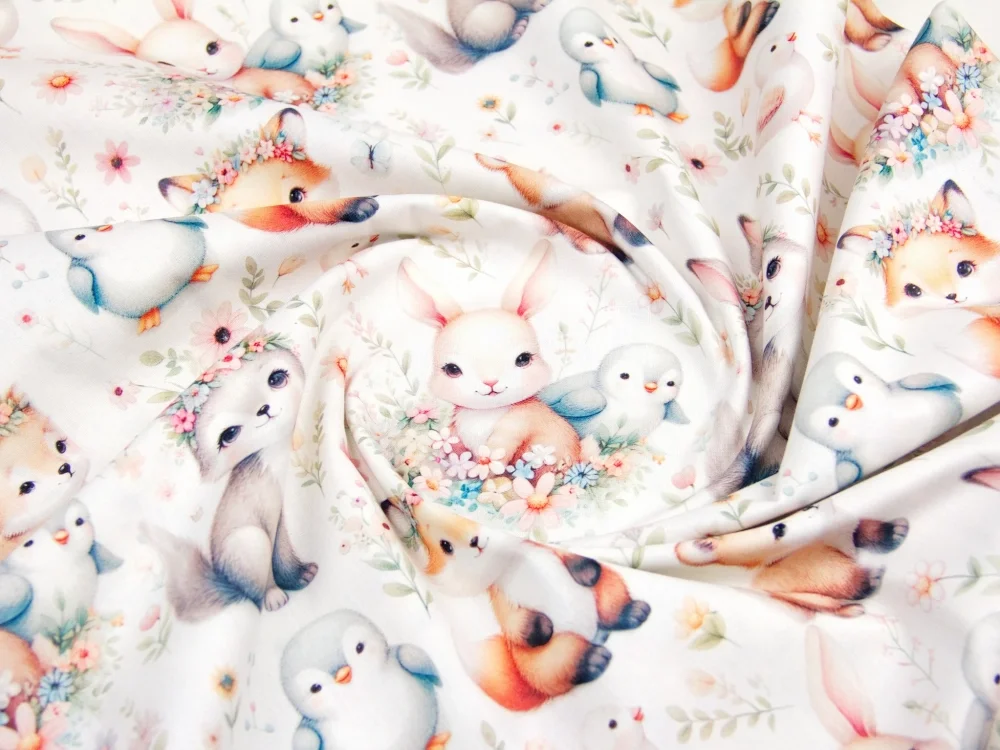 Nichiduta Cearsaf pentru pat copii Bunnies 120x60 cm din bumbac cu banda elastica roata