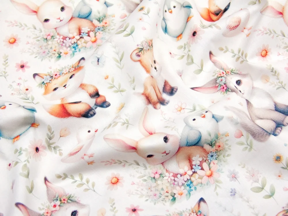 Nichiduta Cearsaf pentru pat copii Bunnies 120x60 cm din bumbac cu banda elastica roata