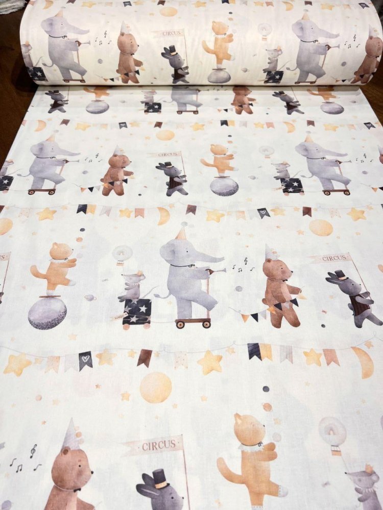 Nichiduta Cearsaf pentru pat copii Circus 120x60 cm din bumbac cu banda elastica roata