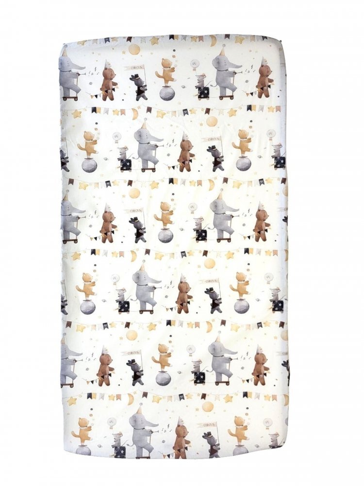 Nichiduta Cearsaf pentru pat copii Circus 120x60 cm din bumbac cu banda elastica roata