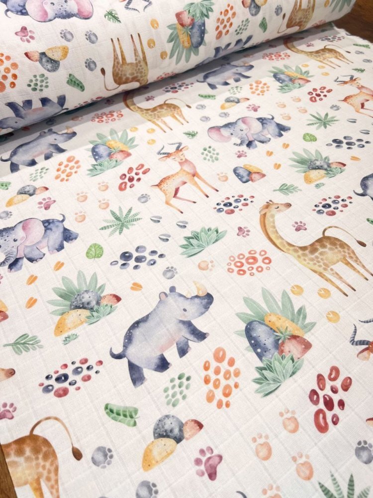 Nichiduta Cearsaf pentru pat copii Jungle 120x60 cm din bumbac cu banda elastica roata