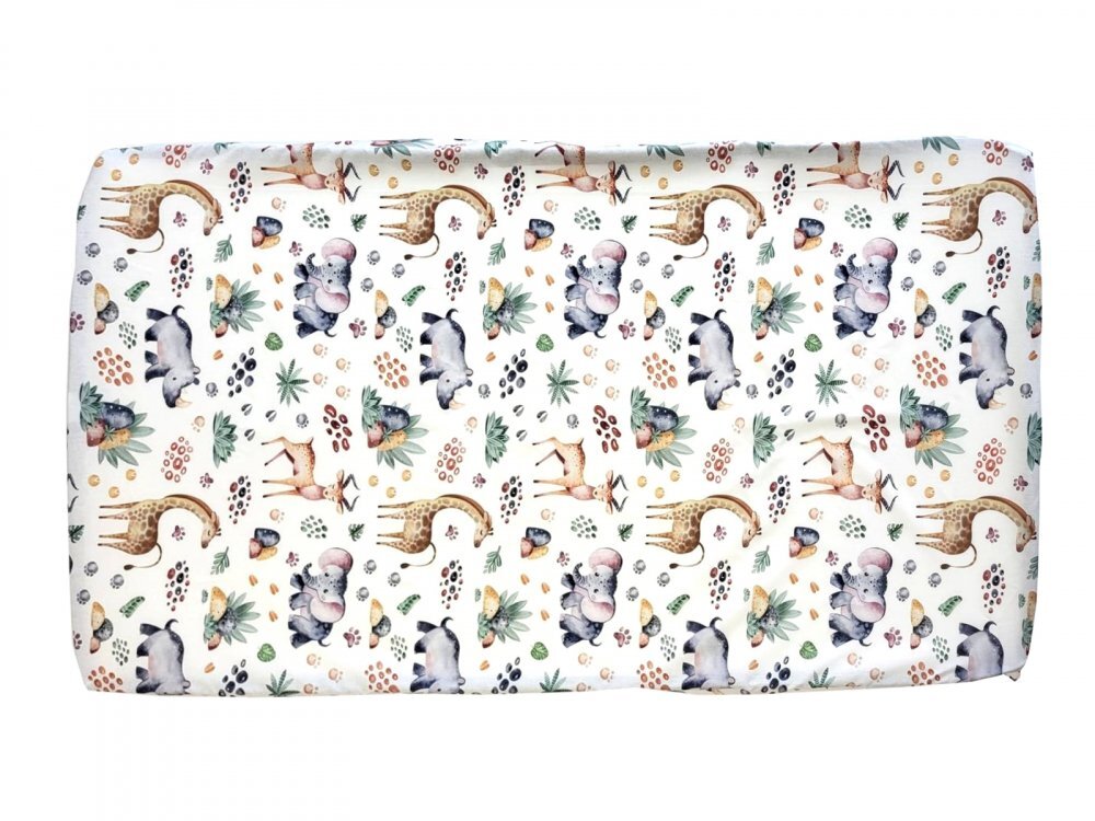 Nichiduta Cearsaf pentru pat copii Jungle 120x60 cm din bumbac cu banda elastica roata