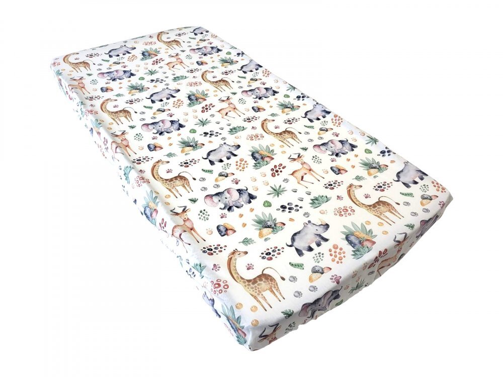 Nichiduta Cearsaf pentru pat copii Jungle 120x60 cm din bumbac cu banda elastica roata