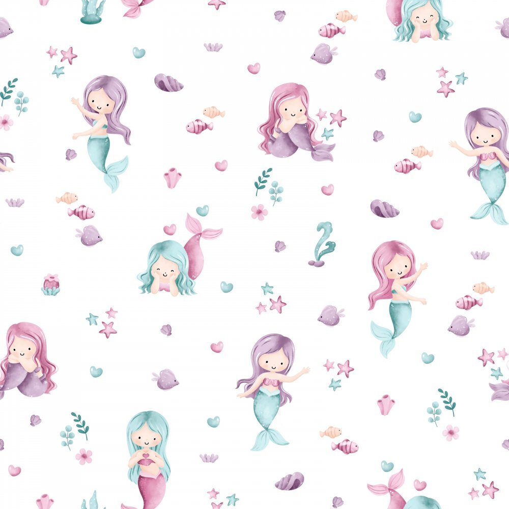 Nichiduta Cearsaf pentru pat copii Mermaids 120x60 cm din bumbac cu banda elastica roata