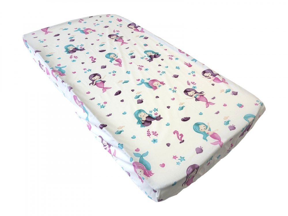 Nichiduta Cearsaf pentru pat copii Mermaids 120x60 cm din bumbac cu banda elastica roata