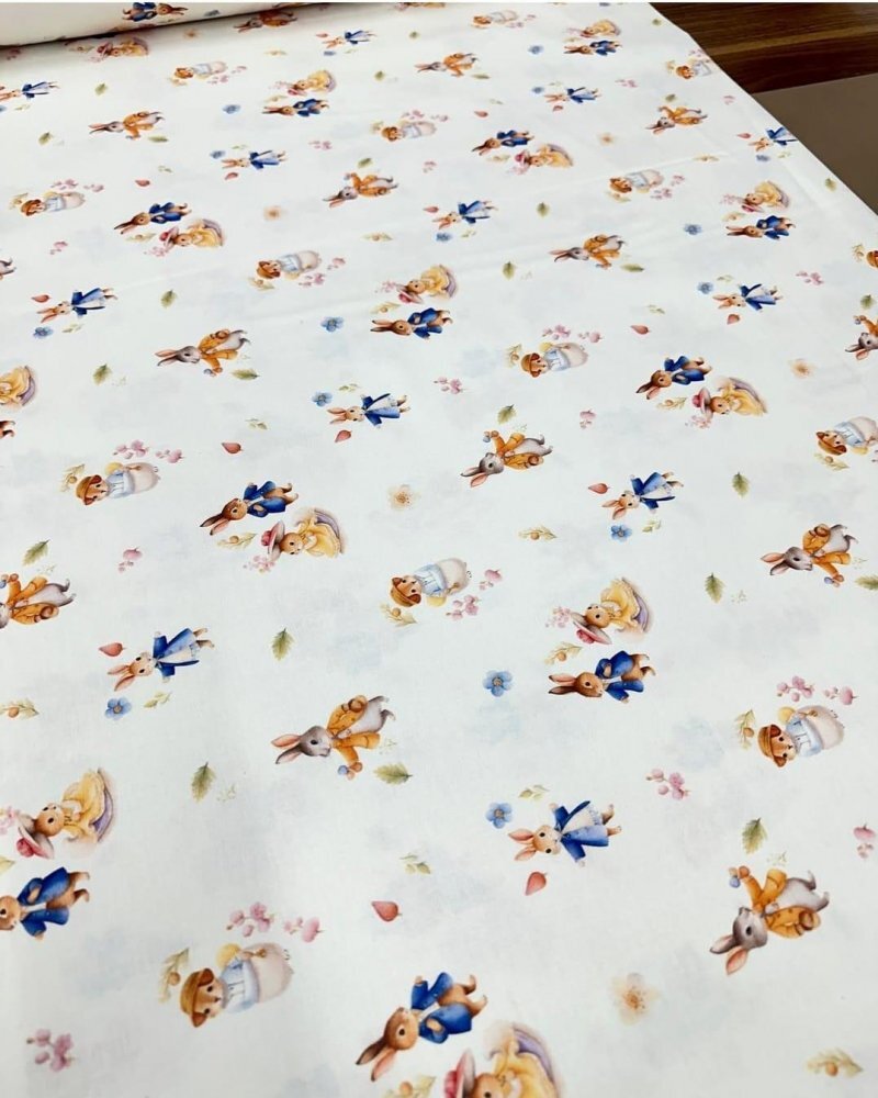Nichiduta Cearsaf pentru pat copii Peter Rabbit 120x60 cm din bumbac cu banda elastica roata