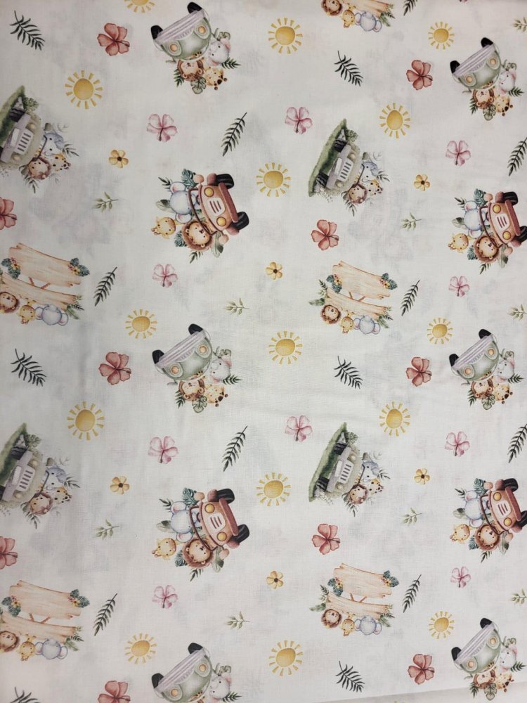 Nichiduta Cearsaf pentru pat copii Safari 120x60 cm din bumbac cu banda elastica roata