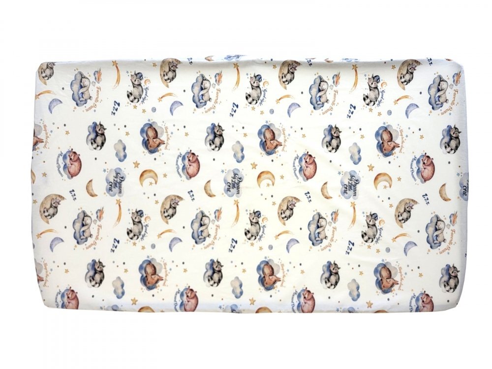 Nichiduta Cearsaf pentru pat copii Sleep in the clouds 120x60 cm din bumbac cu banda elastica roata
