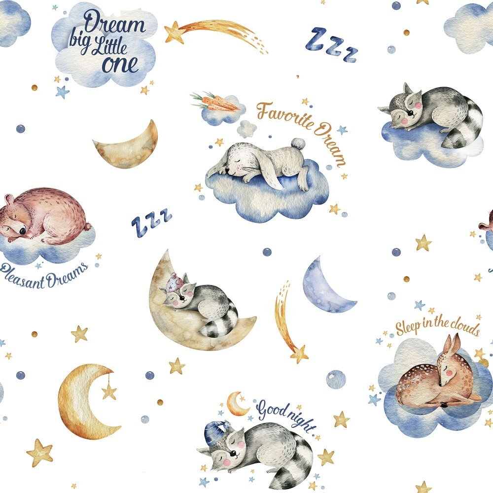 Nichiduta Cearsaf pentru pat copii Sleep in the clouds 120x60 cm din bumbac cu banda elastica roata
