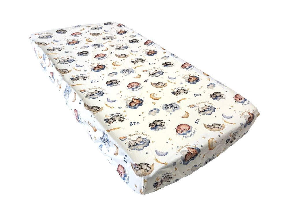 Nichiduta Cearsaf pentru pat copii Sleep in the clouds 120x60 cm din bumbac cu banda elastica roata