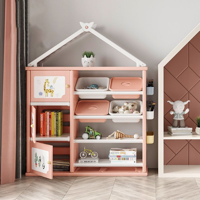 Nichiduta Dulap organizator pentru copii cu 4 cutii Happy House Pink
