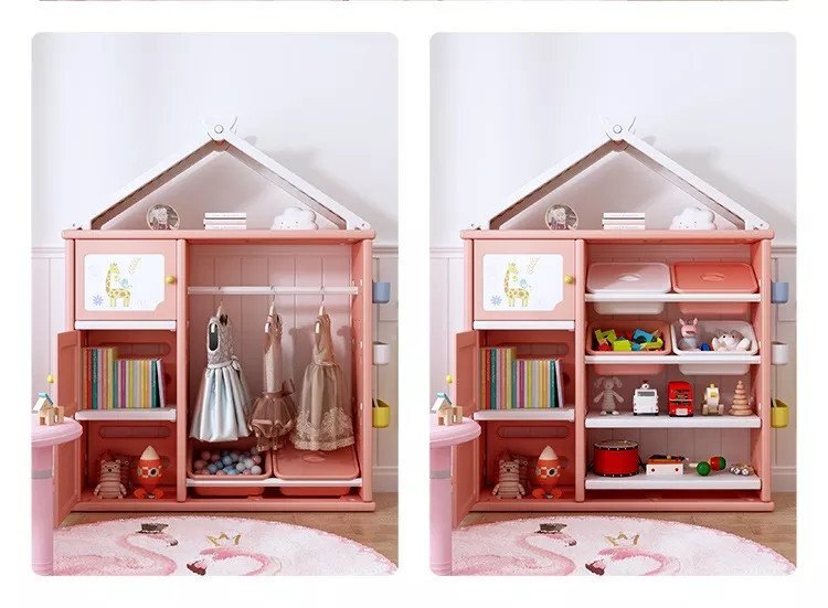Nichiduta Dulap organizator pentru copii cu 4 cutii Happy House Pink
