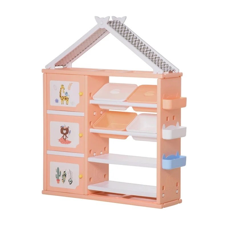 Nichiduta Dulap organizator pentru copii cu 4 cutii Happy House Pink