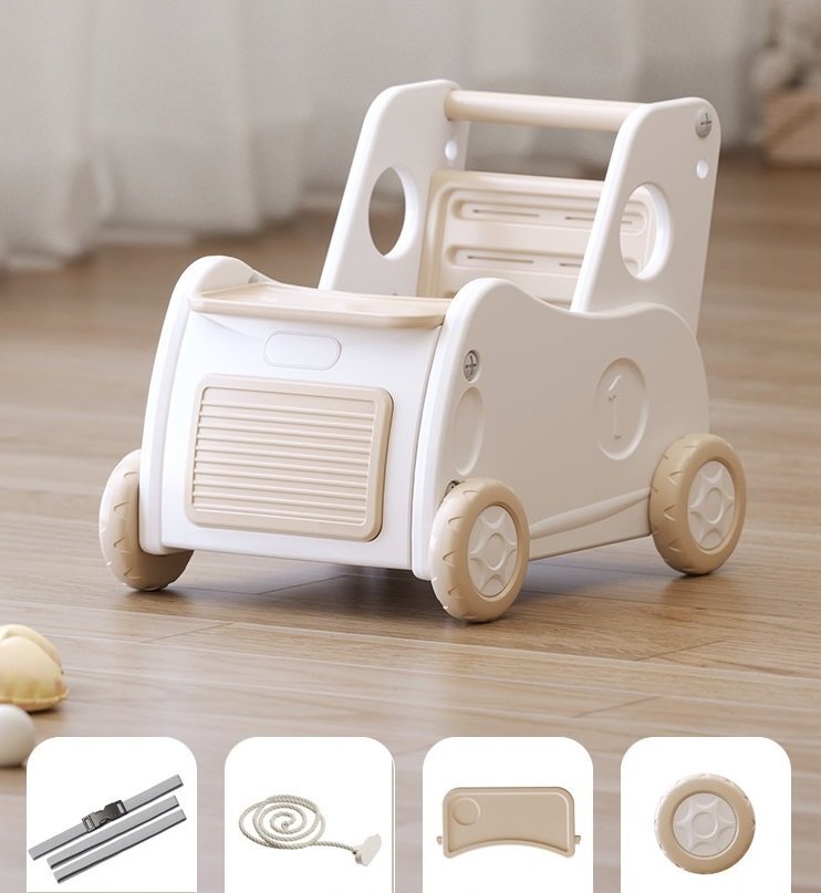 Nichiduta Garden Antepremergator si vehicul de trasimpins pentru copii Brown cu 4 moduri de utilizare maner ergonomic masuta frontala detasabila roti mari dimensiune 43 x 51 x 47 cm