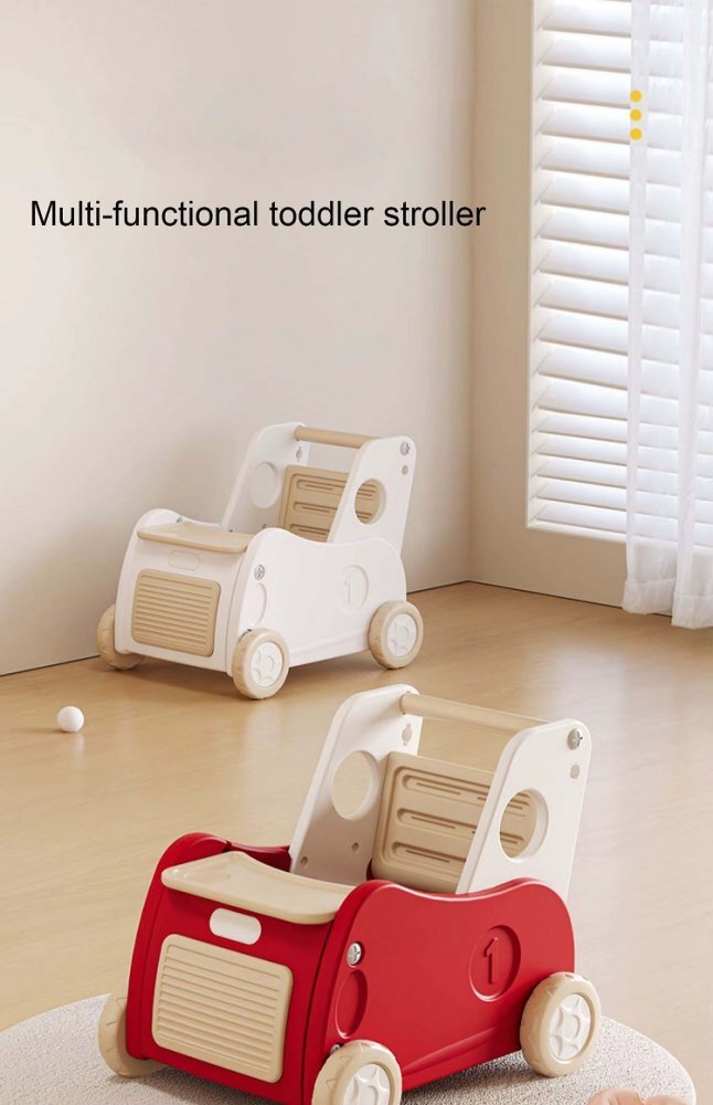 Nichiduta Garden Antepremergator si vehicul de trasimpins pentru copii Brown cu 4 moduri de utilizare maner ergonomic masuta frontala detasabila roti mari dimensiune 43 x 51 x 47 cm