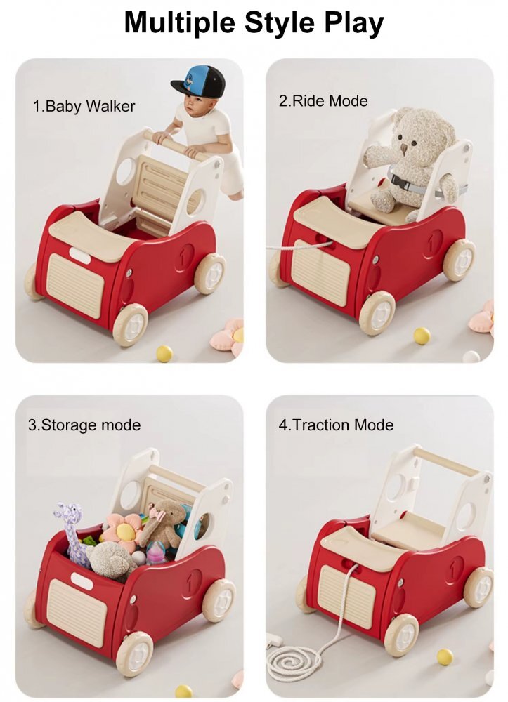 Nichiduta Garden Antepremergator si vehicul de trasimpins pentru copii Brown cu 4 moduri de utilizare maner ergonomic masuta frontala detasabila roti mari dimensiune 43 x 51 x 47 cm