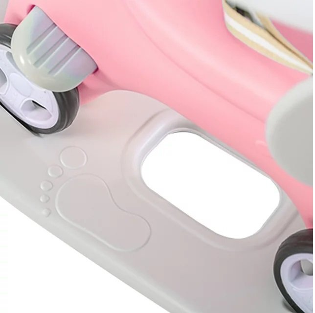 Nichiduta Garden Balansoar 3 in 1 Happy Unicorn Pink transformabil in vehicul fara pedale cu maner parentalroti EVAcenturi de sigurantajucarie muzicalaspatar si bara de siguranta detasabile