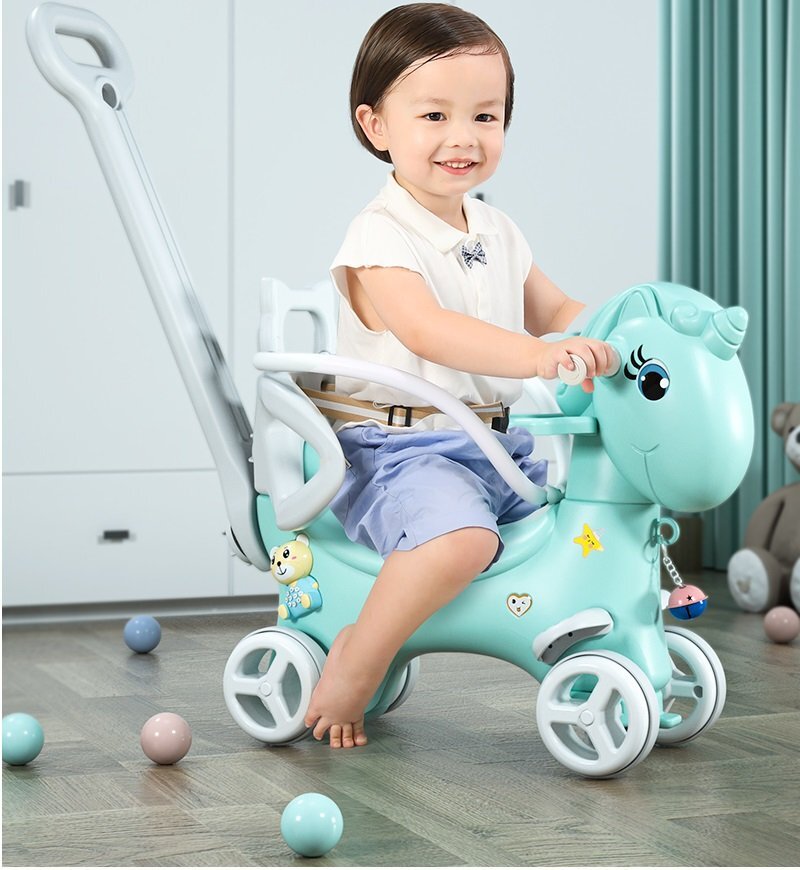Nichiduta Garden Balansoar 3 in 1 Light Mint transformabil in vehicul fara pedale cu maner parental Roti EVA Centuri de siguranta jucarie muzicala spatar si bara de siguranta detasabile