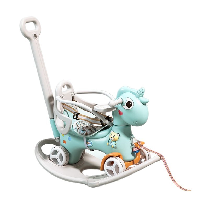 Nichiduta Garden Balansoar 3 in 1 Lovely Unicorn Blue transformabil in vehicul fara pedale cu maner parental roti EVA centuri de siguranta jucarie muzicala spatar si bara de siguranta detasabile
