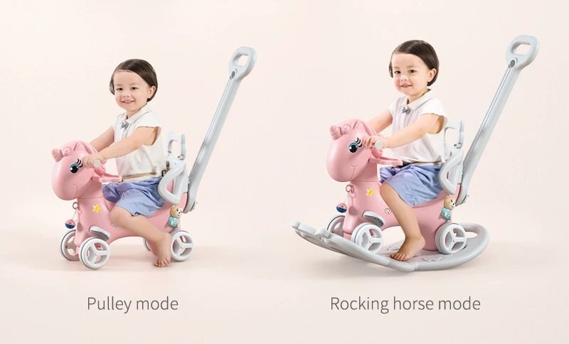 Nichiduta Garden Balansoar 3 in 1 Pink transformabil in vehicul fara pedale cu maner parental Roti EVA Centuri de siguranta jucarie muzicala spatar si bara de siguranta detasabile