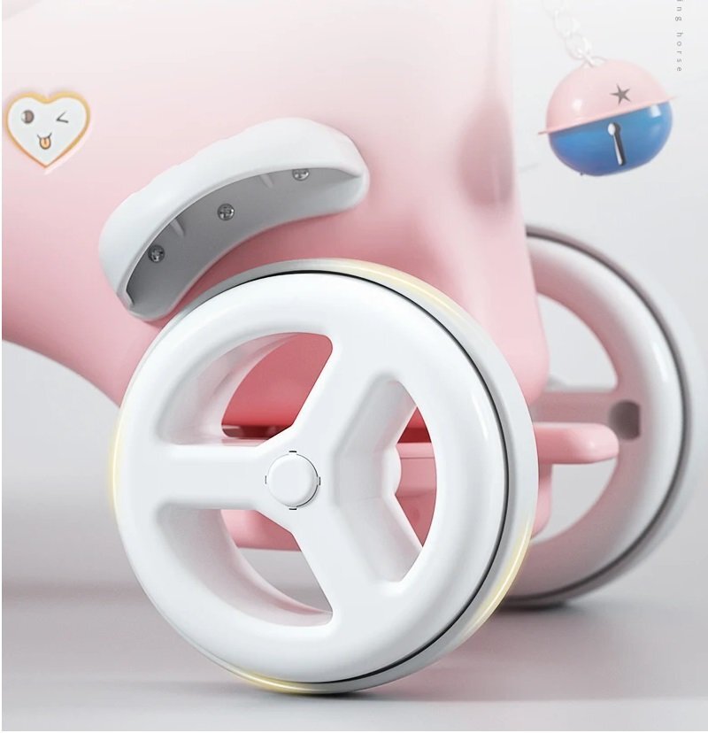 Nichiduta Garden Balansoar 3 in 1 Pink transformabil in vehicul fara pedale cu maner parental Roti EVA Centuri de siguranta jucarie muzicala spatar si bara de siguranta detasabile