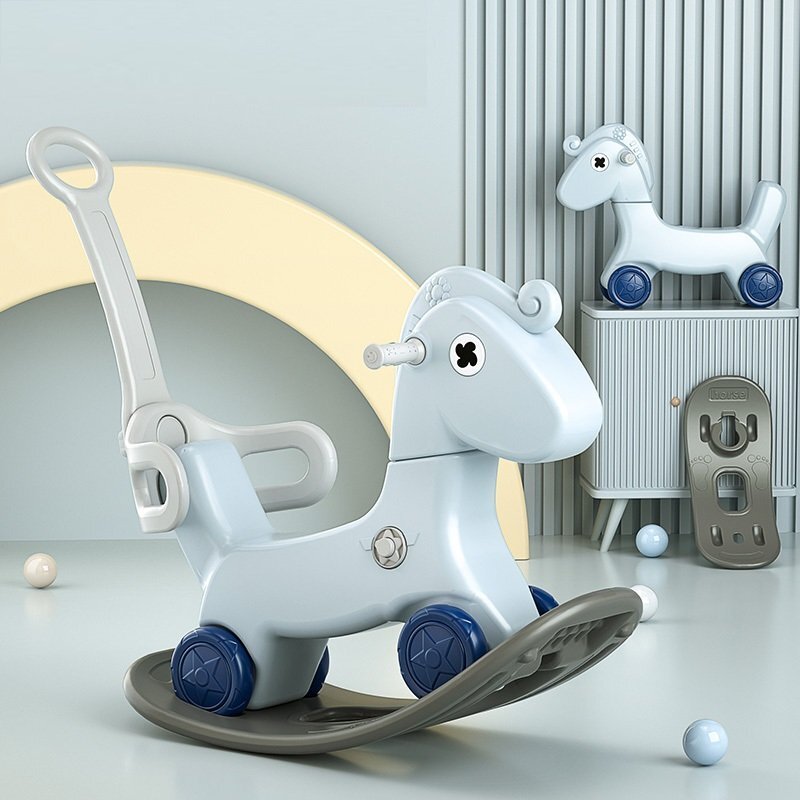 Nichiduta Garden Balansoar pentru copii Rocking Horse Blue 3 in 1 transformabil in vehicul fara pedalemaner parental detasabilroti EVAspatar si baza detasabile