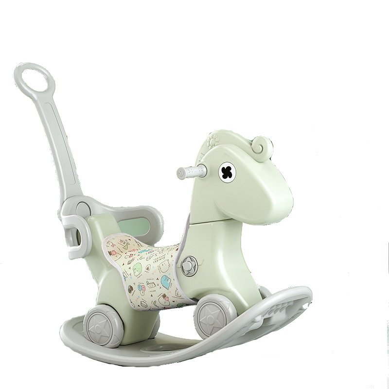 Nichiduta Garden Balansoar pentru copii Rocking Horse Green 3 in 1 transformabil in vehicul fara pedalecu maner parental detasabilhusa pentru sa din material textilroti EVAspatar si baza detasabile