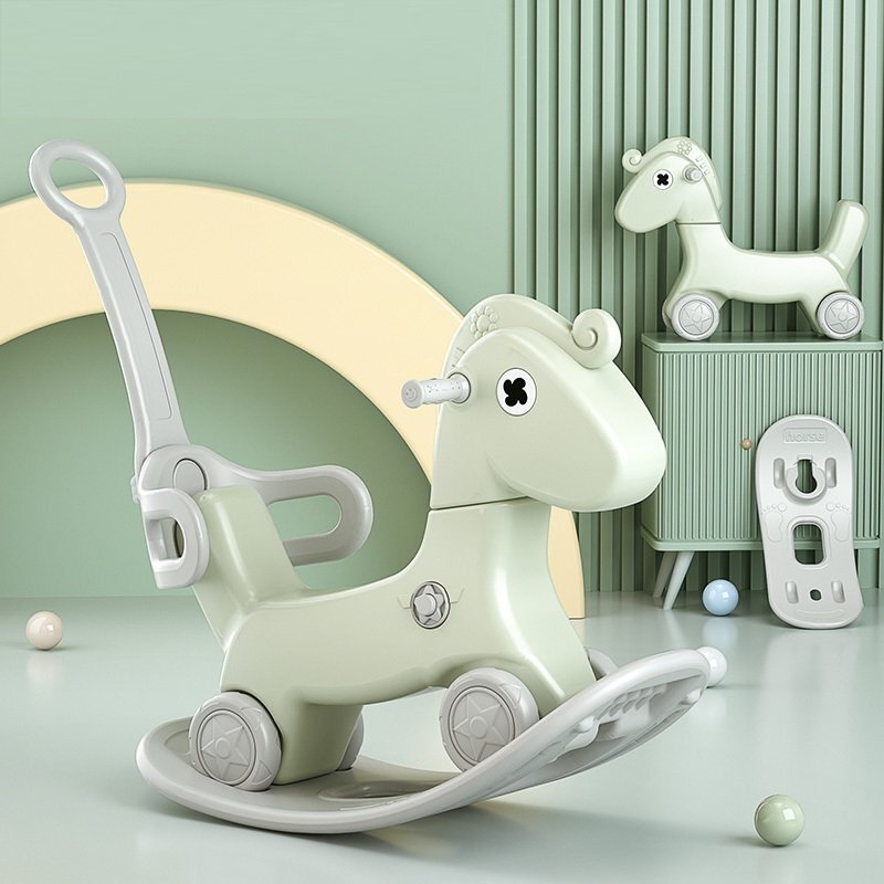 Nichiduta Garden Balansoar pentru copii Rocking Horse Green 3 in 1 transformabil in vehicul fara pedalemaner parental detasabilroti EVAspatar si baza detasabile