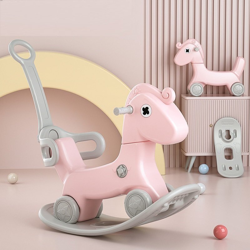 Nichiduta Garden Balansoar pentru copii Rocking Horse Pink 3 in 1 transformabil in vehicul fara pedalemaner parental detasabilroti EVAspatar si baza detasabile