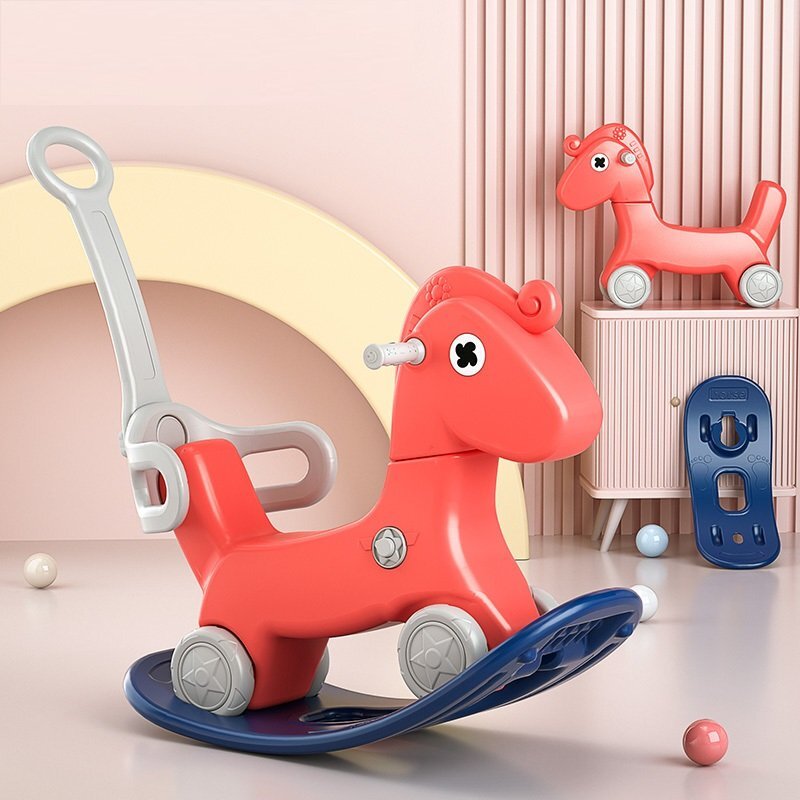 Nichiduta Garden Balansoar pentru copii Rocking Horse Red 3 in 1 transformabil in vehicul fara pedalemaner parental detasabilroti EVAspatar si baza detasabile
