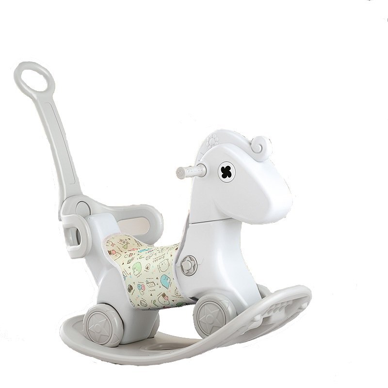 Nichiduta Garden Balansoar pentru copii Rocking Horse White 3 in 1 transformabil in vehicul fara pedalecu maner parental detasabilhusa pentru sa din material textilroti EVAspatar si baza detasabile