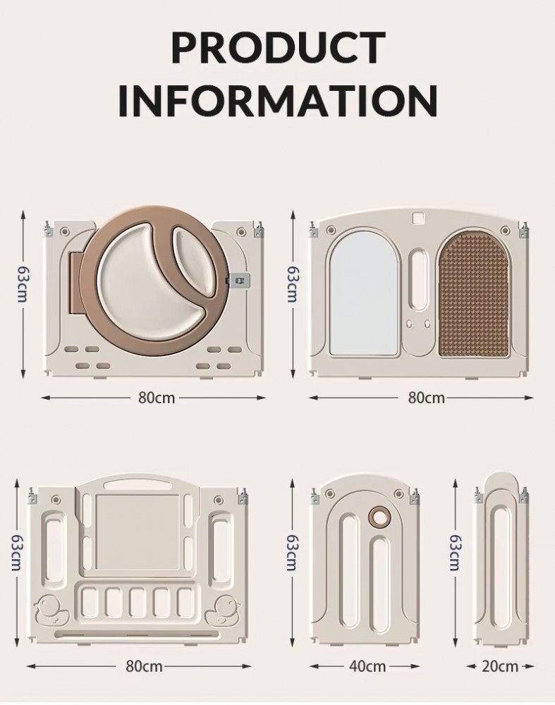 Nichiduta Garden Gardulet loc de joaca copii Moon House Coffee 160x160 cm cu poarta de siguranta cos de baschet tabla de scris covoras din spuma cuburi 100 bile si casuta