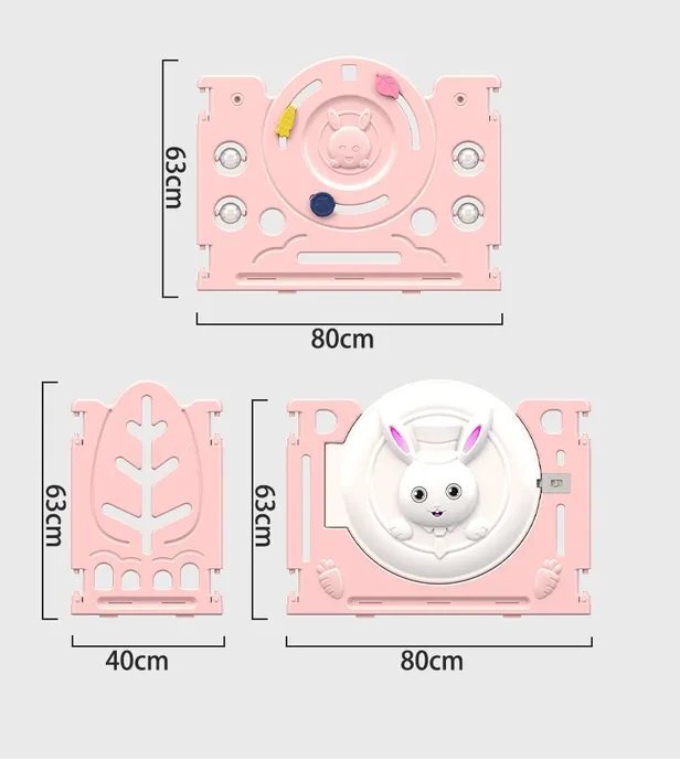 Nichiduta Garden Gardulet loc de joaca copii pentru interiorexterior 200x155 cm cu margini rotunjite poarta de siguranta covoras din spuma 1cm grosime100 bile color si cosulet pliabil Bunny Pink