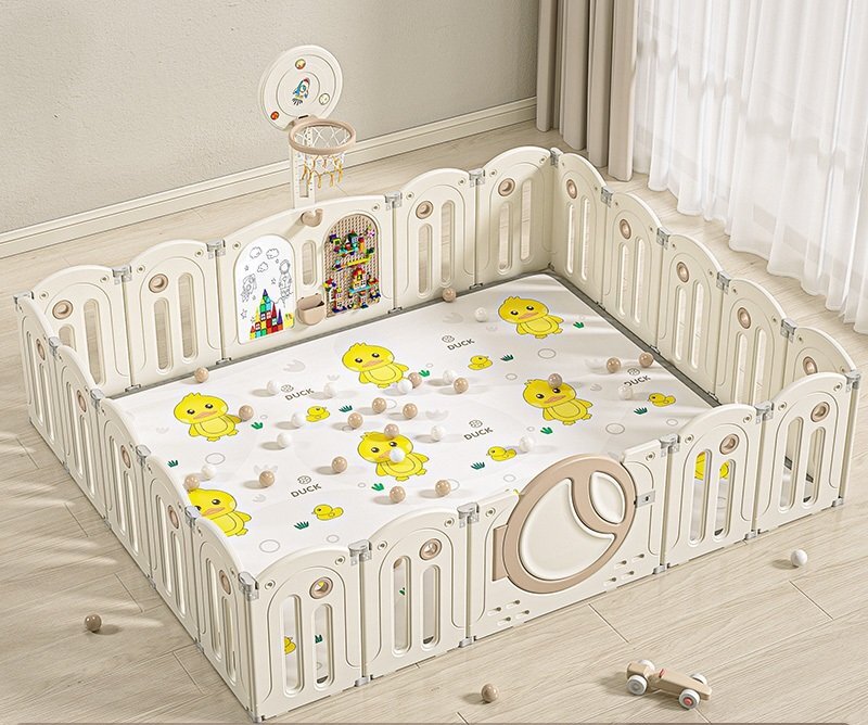 Nichiduta Garden Gardulet loc de joaca interiorexterior 240x200cm cu poarta de sigurantacos de baschet tabla de scriscovoras din spuma 1cm grosimecuburicosulet pliabil si 100 bile Moon Coffee