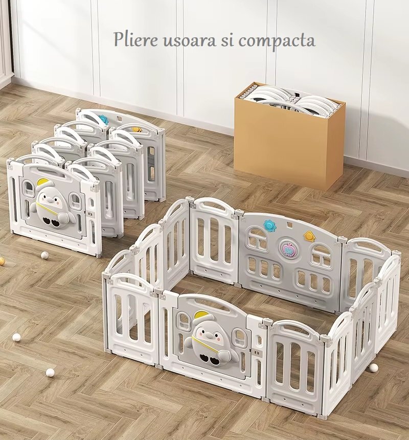Nichiduta Garden Gardulet loc de joaca Lovely Pinguin Coffee Beige 150x180 cm cu poarta de sigurantacos de baschetunitate muzicalacovoras 1cm grosime si balansoar multifunctional