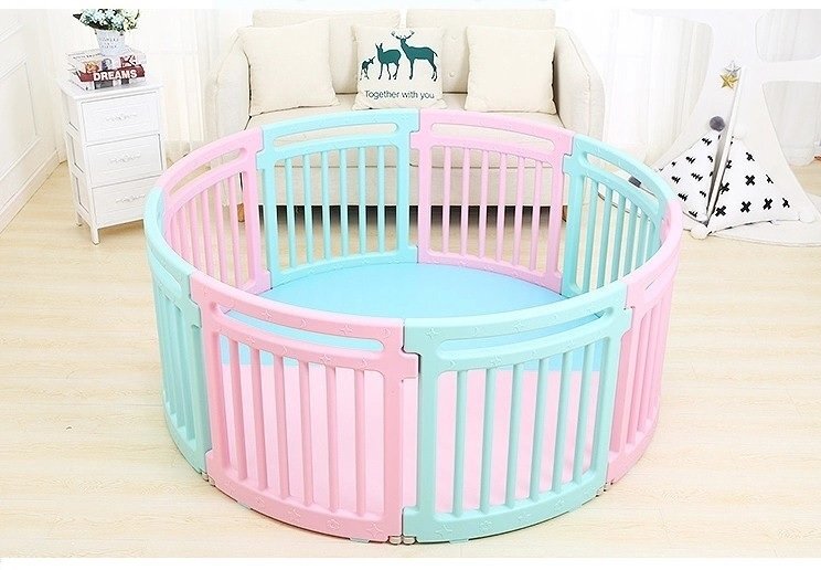 Nichiduta Garden Gardulet loc de joaca Round Play Yard Pink interiorexterior cu margini rotunjite si salteluta inclusa diametru 150 cm